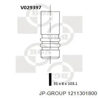 1211301800 JP Group válvula de admisión