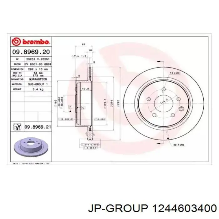 1244603400 JP Group rótula barra de acoplamiento exterior