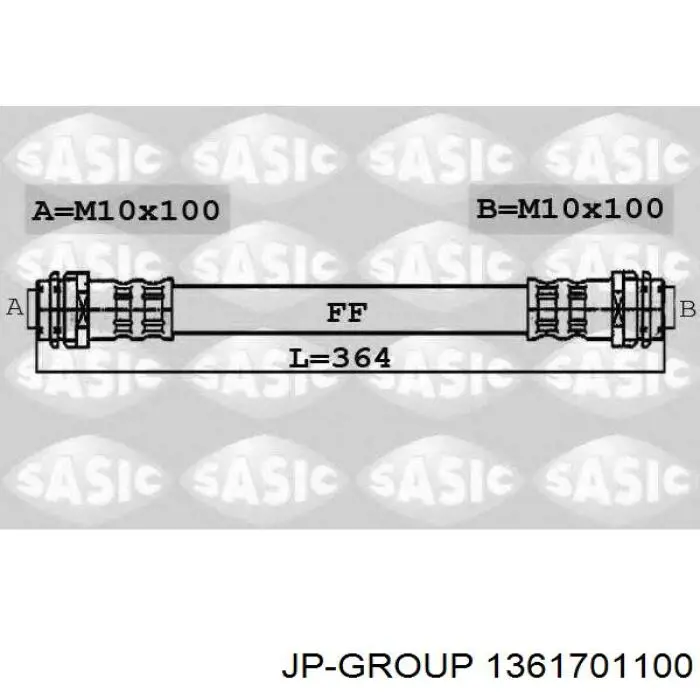 1361701100 JP Group tubo flexible de frenos trasero