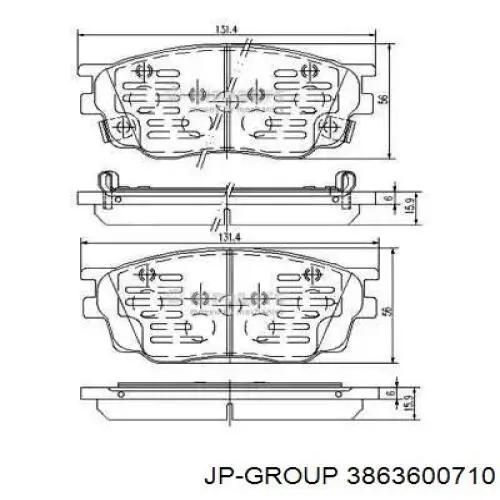 3863600710 JP Group pastillas de freno delanteras