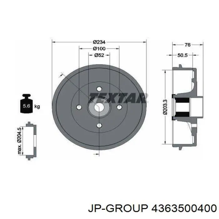 4363500400 JP Group freno de tambor trasero