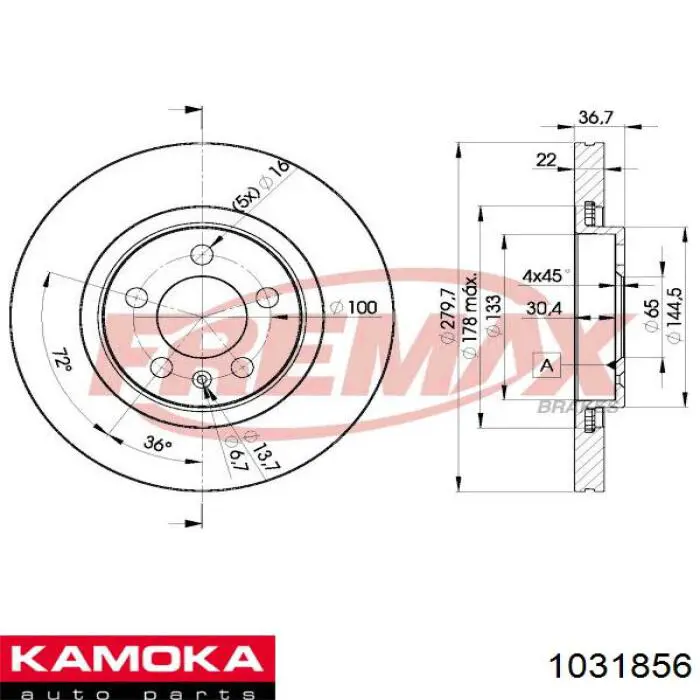 1031856 Kamoka freno de disco delantero