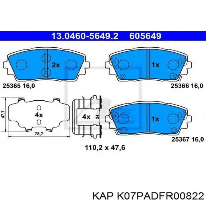 K07PADFR00822 KAP pastillas de freno delanteras