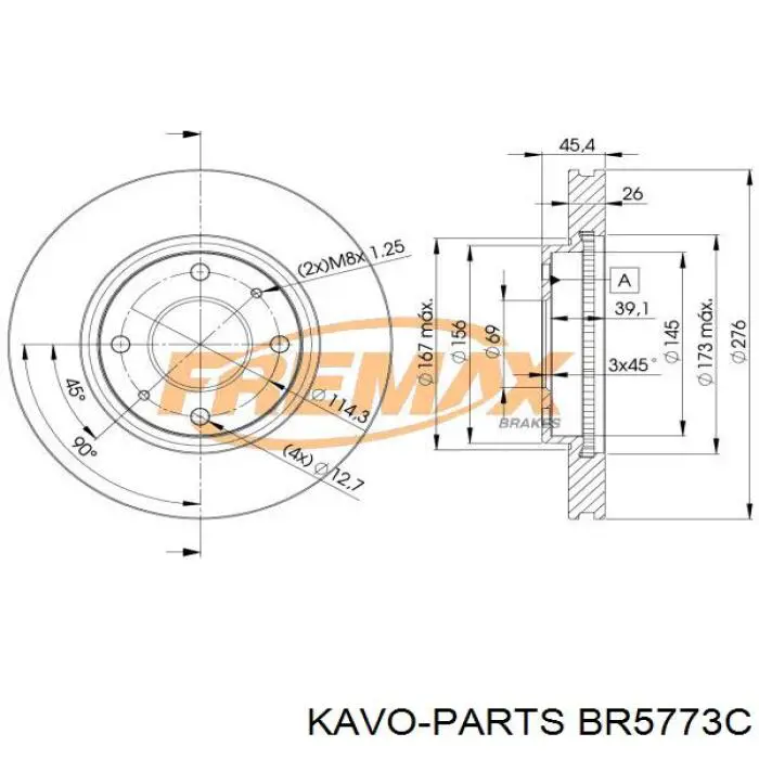 BR-5773-C Kavo Parts freno de disco delantero