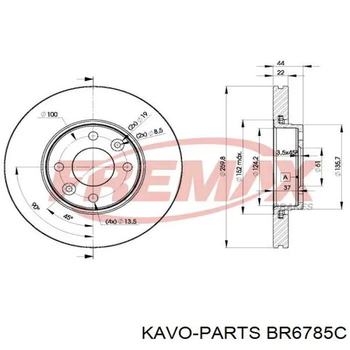 BR-6785-C Kavo Parts freno de disco delantero