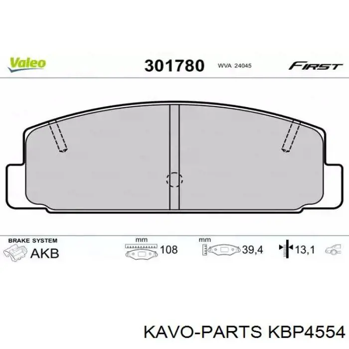 KBP-4554 Kavo Parts pastillas de freno traseras