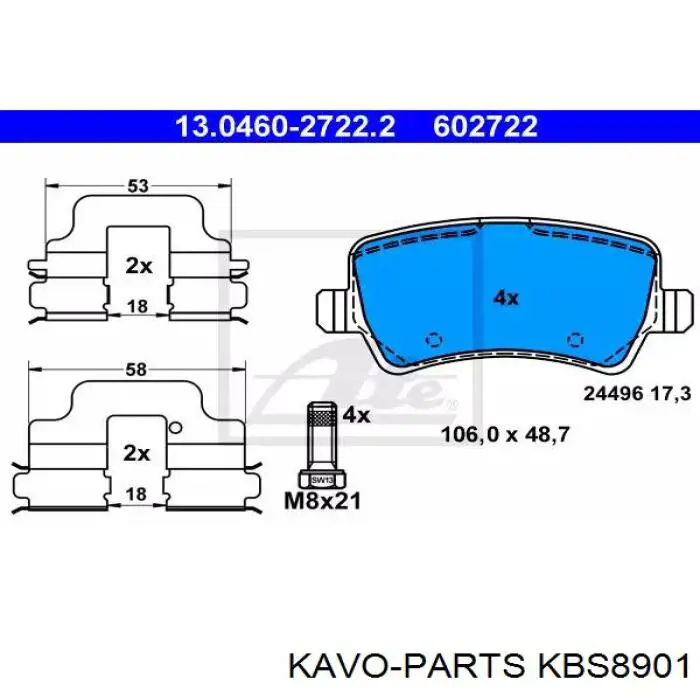 KBS-8901 Kavo Parts zapatas de frenos de tambor traseras