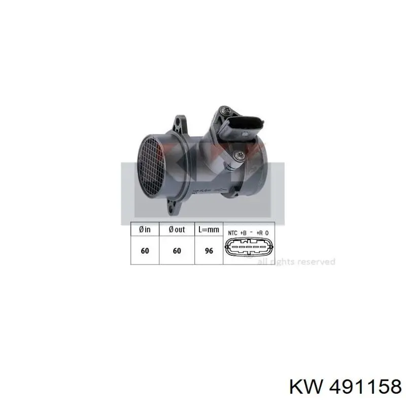 491 158 KW sensor de flujo de aire/medidor de flujo (flujo de aire masibo)