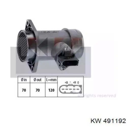 491 192 KW sensor de flujo de aire/medidor de flujo (flujo de aire masibo)