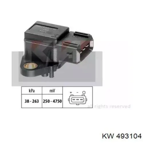 493 104 KW sensor de presion del colector de admision