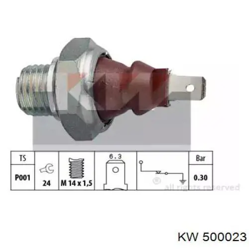 500023 KW indicador, presión del aceite