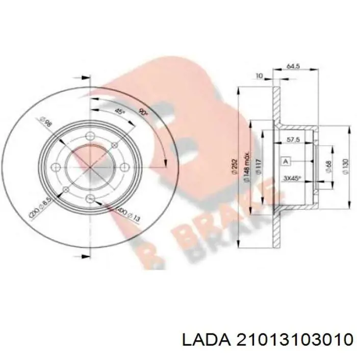 21013103010 Lada freno de disco delantero