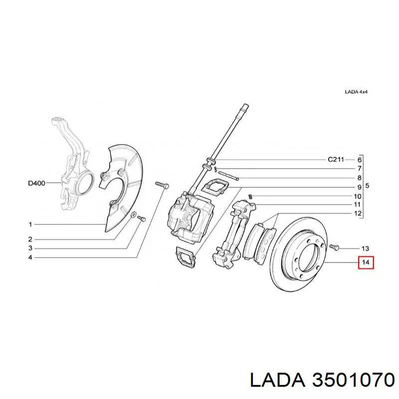 3501070 Lada freno de disco delantero