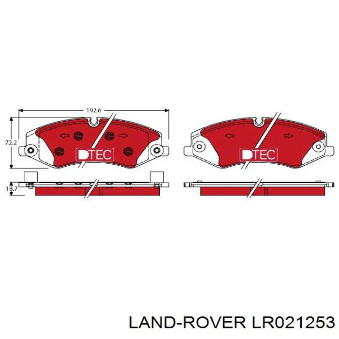 LR021253 Land Rover pastillas de freno delanteras