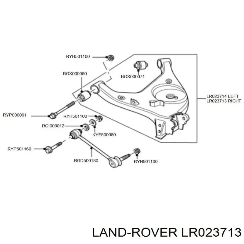  Brazo suspension (control) trasero inferior derecho para Land Rover Range Rover 3 