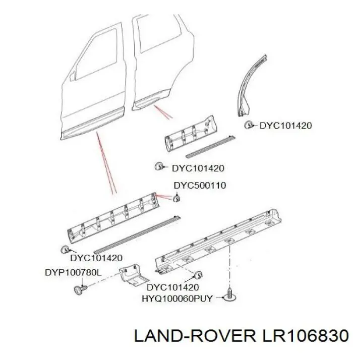 LR106830 Land Rover clips fijación, revestimiento puerta