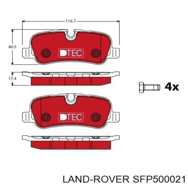 SFP500021 Land Rover pastillas de freno traseras