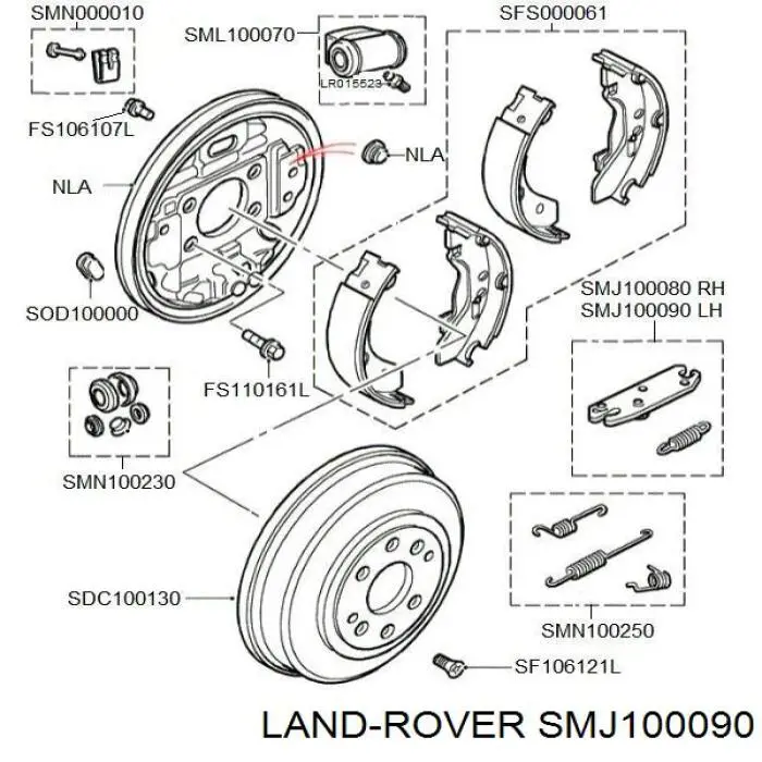 SMJ100090 Land Rover regulador, freno de tambor trasero