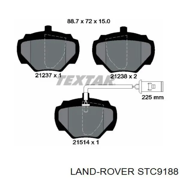 STC9188 Land Rover pastillas de freno traseras