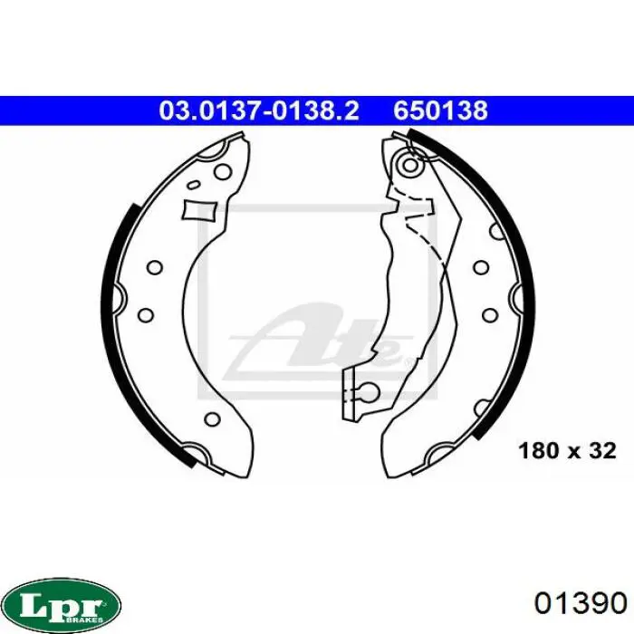 01390 LPR zapatas de frenos de tambor traseras