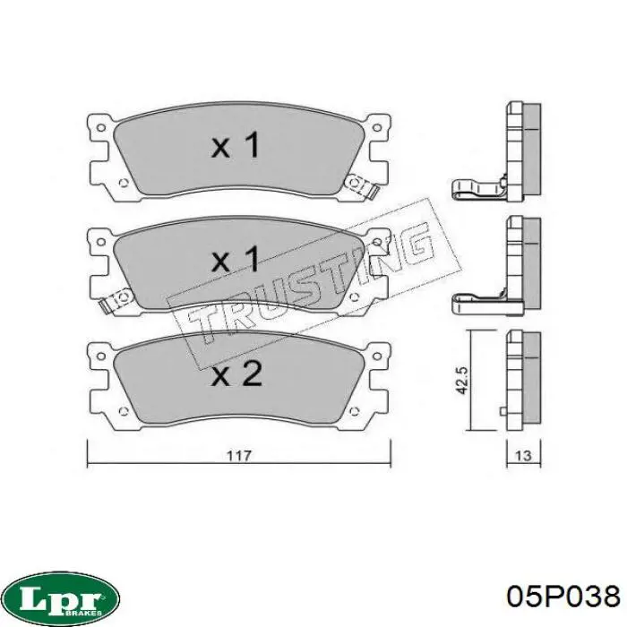 05P038 LPR pastillas de freno traseras