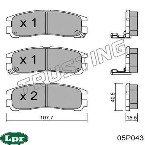 05P043 LPR pastillas de freno traseras