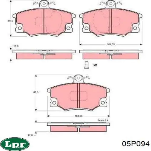 05P094 LPR pastillas de freno delanteras