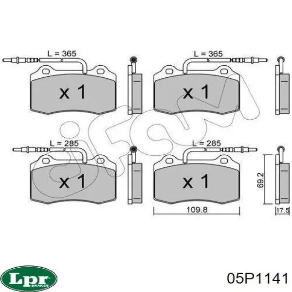 05P1141 LPR pastillas de freno delanteras