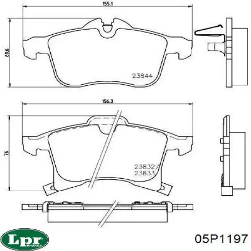 05P1197 LPR pastillas de freno delanteras