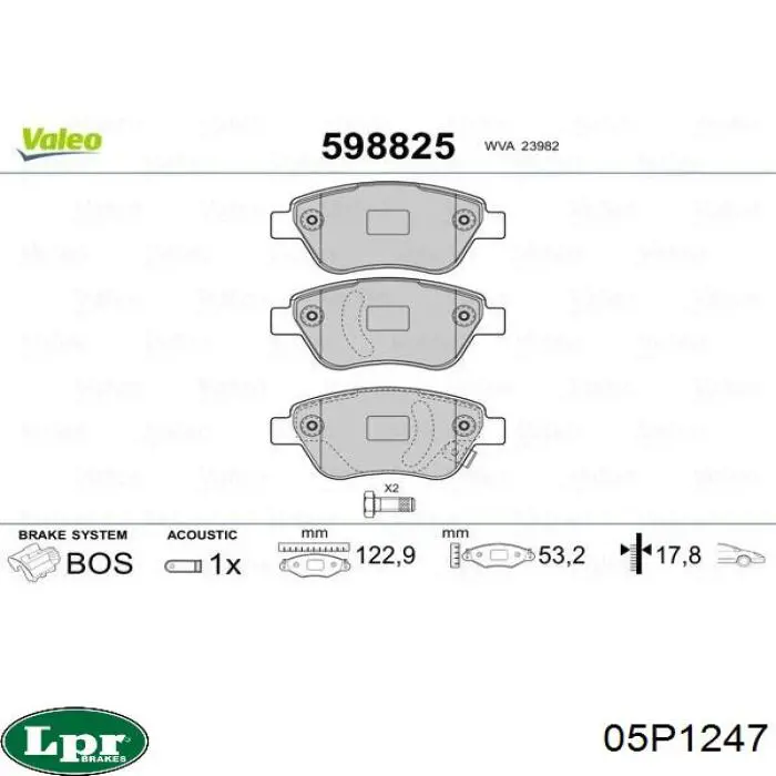 05P1247 LPR pastillas de freno delanteras