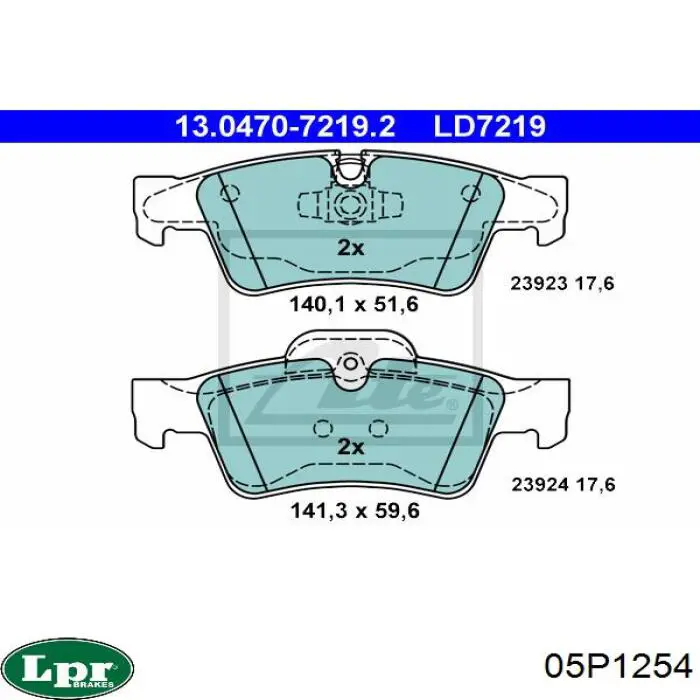 05P1254 LPR pastillas de freno traseras