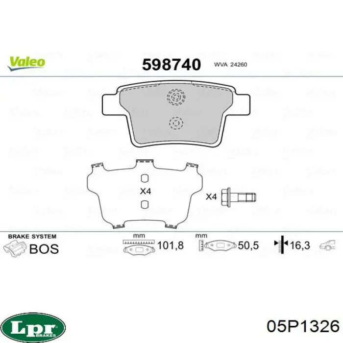05P1326 LPR pastillas de freno traseras