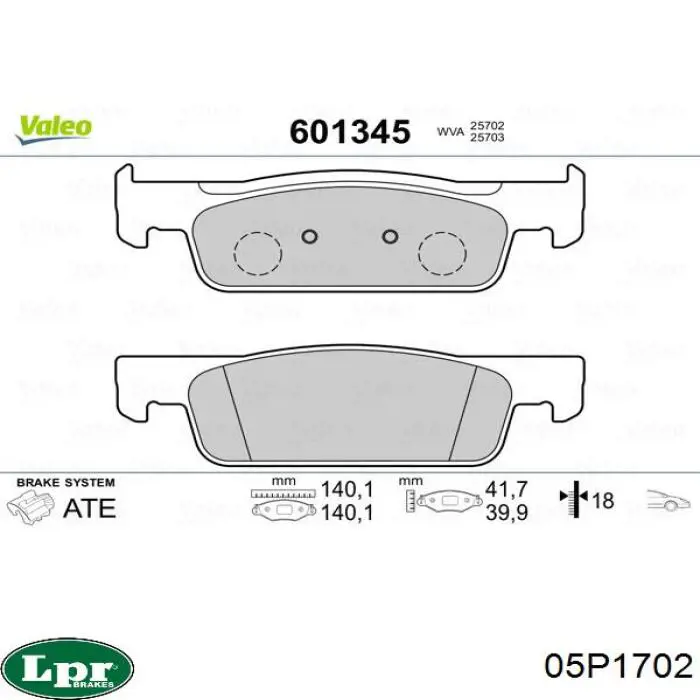 05P1702 LPR pastillas de freno delanteras