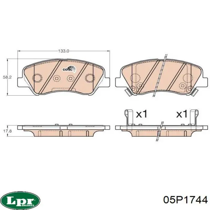 05P1744 LPR pastillas de freno delanteras