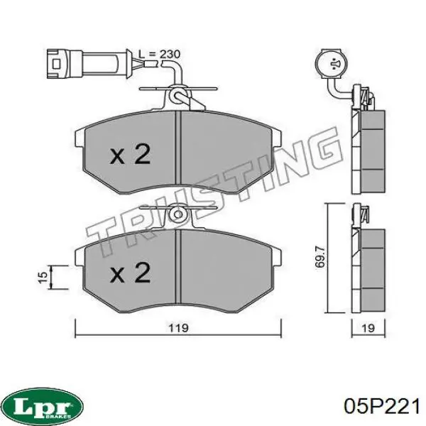 05P221 LPR pastillas de freno delanteras