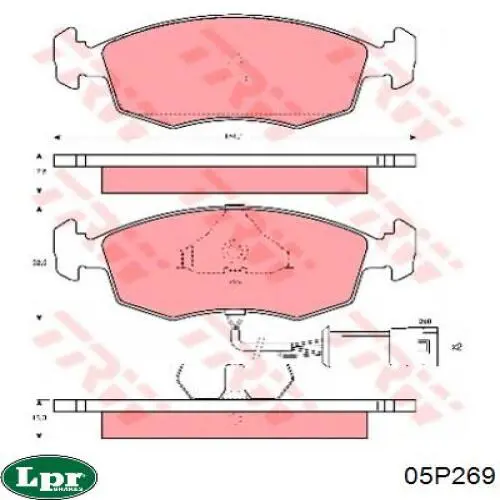 05P269 LPR pastillas de freno delanteras