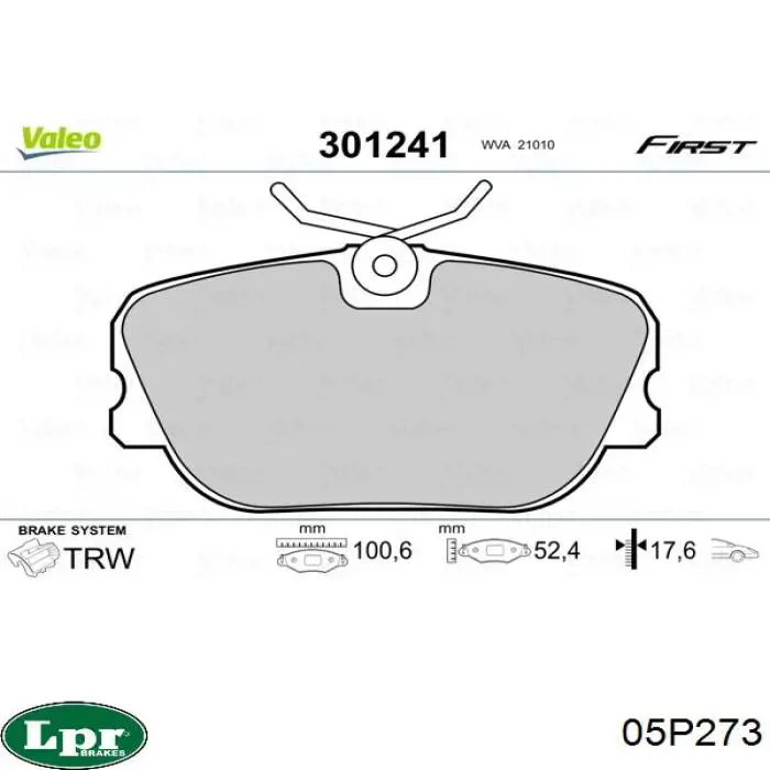 05P273 LPR pastillas de freno delanteras
