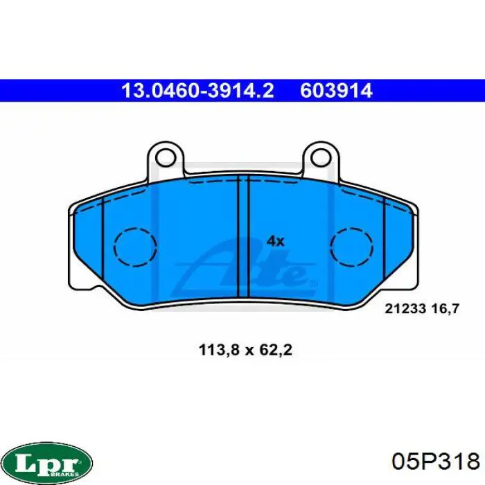 05P318 LPR pastillas de freno delanteras