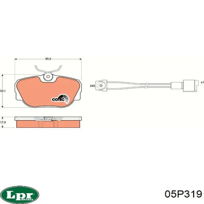 05P319 LPR pastillas de freno delanteras