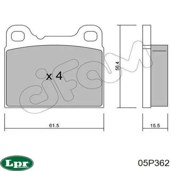 05P362 LPR pastillas de freno traseras