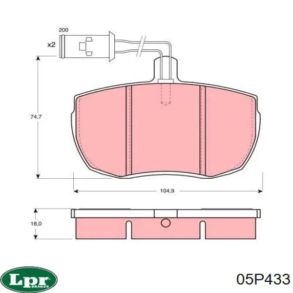 05P433 LPR pastillas de freno delanteras