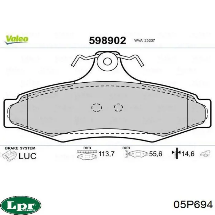 05P694 LPR pastillas de freno traseras