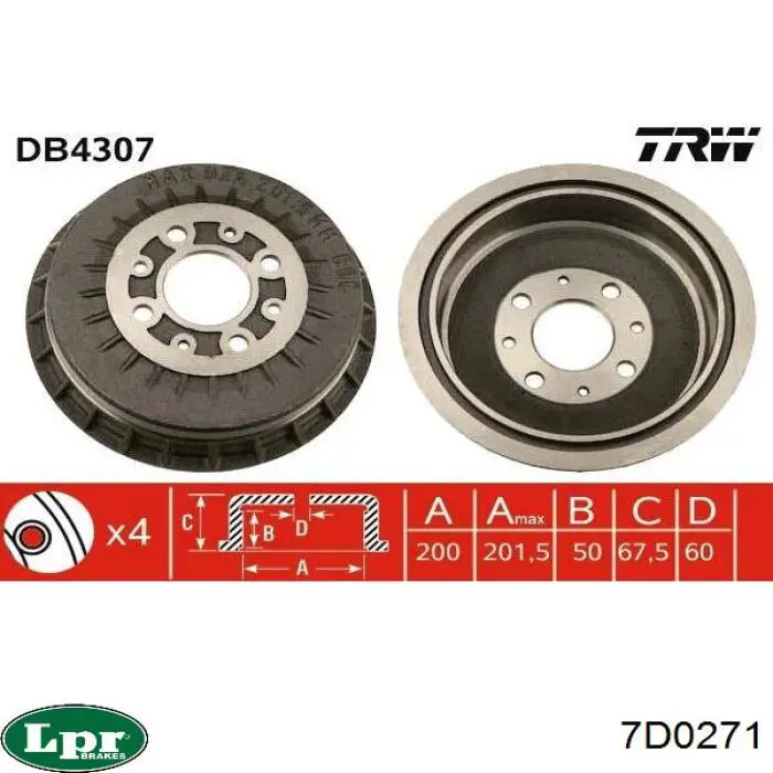 7D0271 LPR freno de tambor trasero