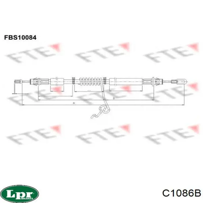 C1086B LPR cable de freno de mano trasero derecho