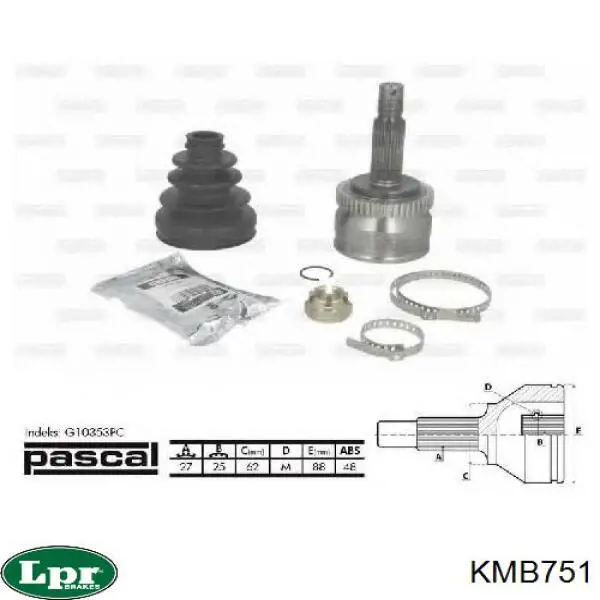 KMB751 LPR junta homocinética exterior delantera