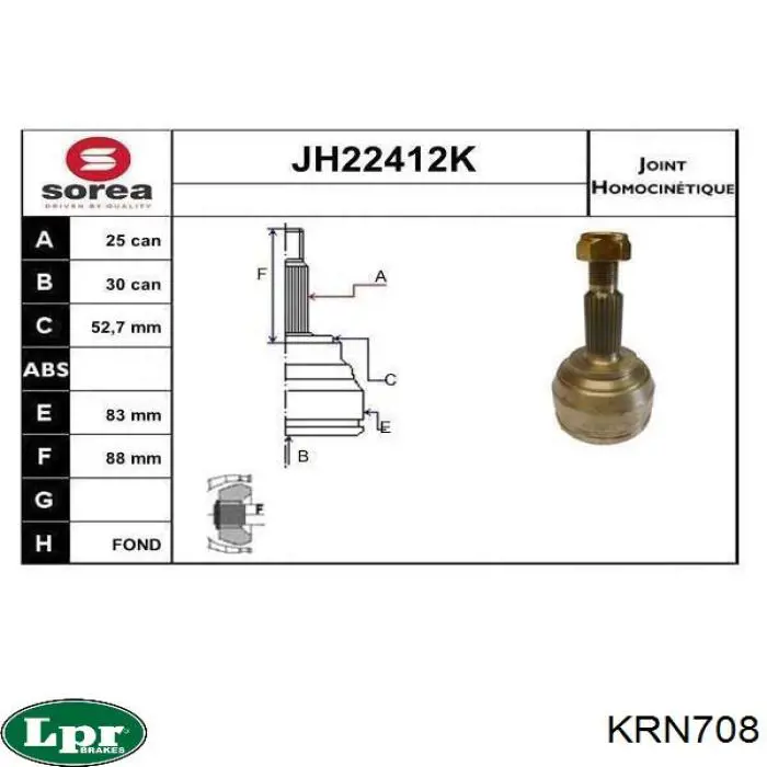 KRN708 LPR junta homocinética exterior delantera