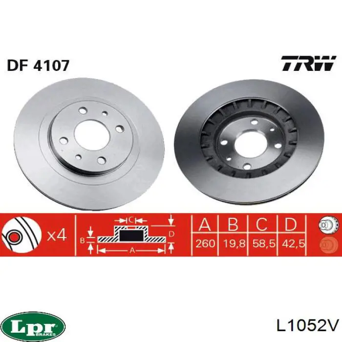 L1052V LPR freno de disco delantero