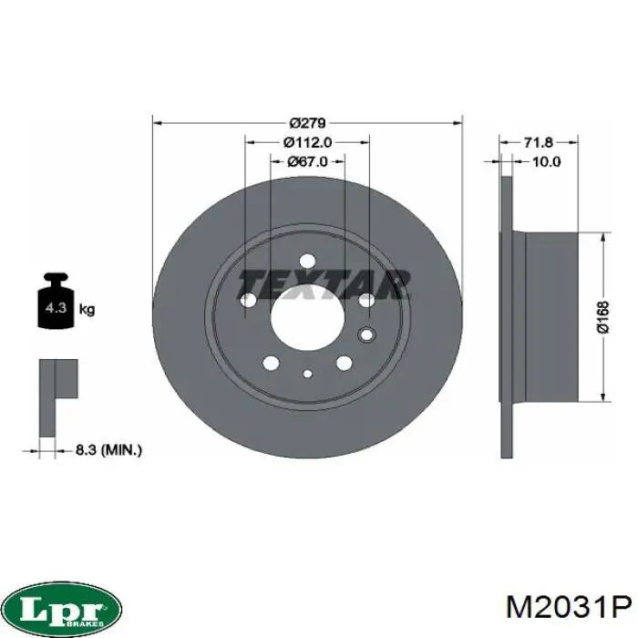 M2031P LPR disco de freno trasero