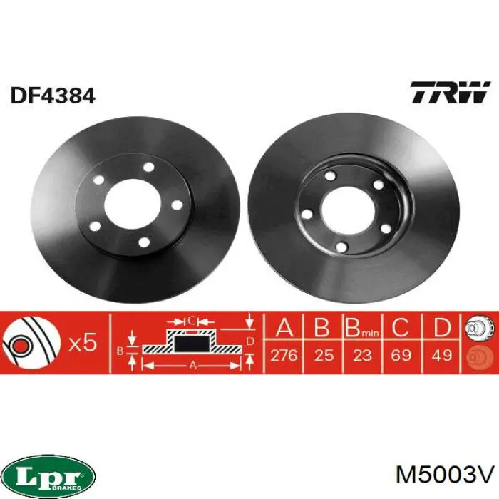 M5003V LPR freno de disco delantero