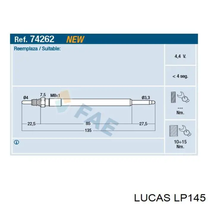LP145 Lucas bujía de incandescencia